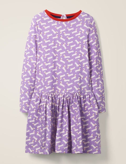 Printed Jersey Dress - Aster Purple Sausage Dogs Printed Jersey Dress - Aster Purple Sausage Dogs