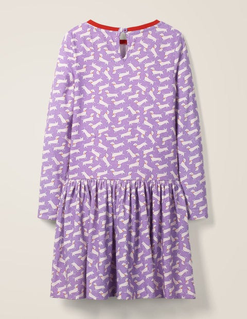 Printed Jersey Dress - Aster Purple Sausage Dogs Printed Jersey Dress - Aster Purple Sausage Dogs