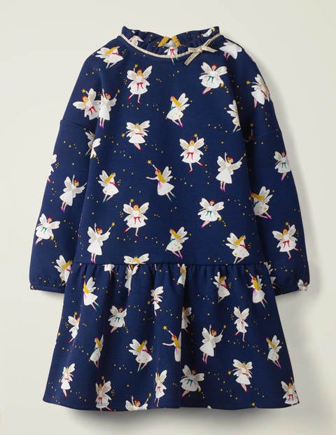 Cosy Bow Dress - College Blue Festive Fairies Cosy Bow Dress - College Blue Festive Fairies