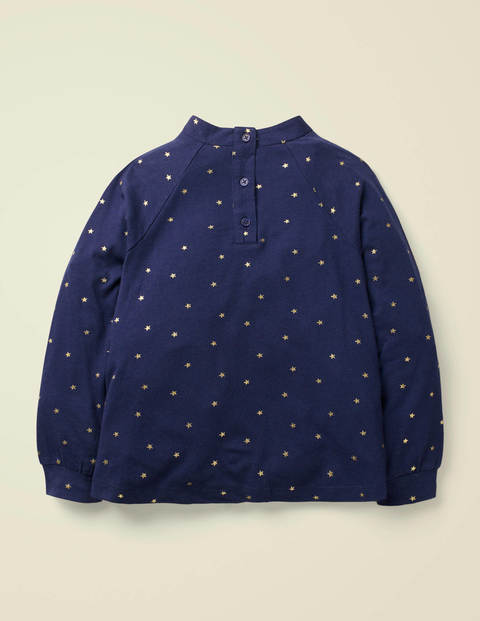 Foil Print Star Top - College Blue Gold Stars Foil Print Star Top - College Blue Gold Stars