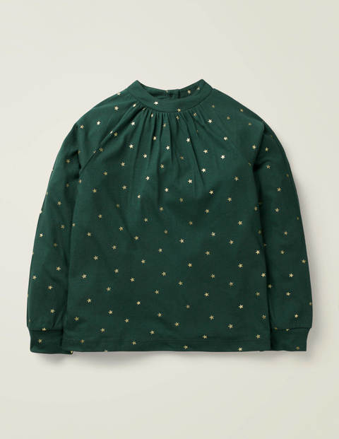 Foil Print Star Top - Emerald Night Green Gold Stars Foil Print Star Top - Emerald Night Green Gold Stars