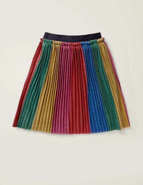 Sparkly Pleated Midi Skirt - Sparkly Rainbow Stripe Sparkly Pleated Midi Skirt - Sparkly Rainbow Stripe