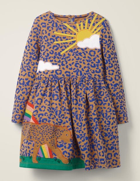 Gemustertes Kleid Mit Applikation - Leopardenmuster Gemustertes Kleid Mit Applikation - Leopardenmuster