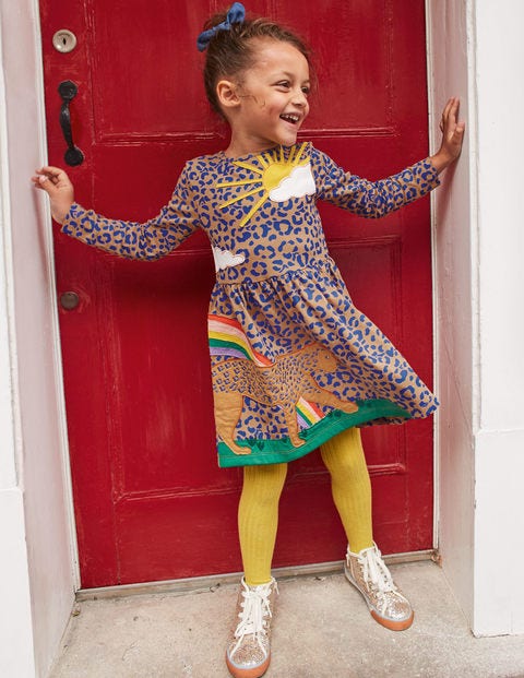 Gemustertes Kleid Mit Applikation - Leopardenmuster Gemustertes Kleid Mit Applikation - Leopardenmuster