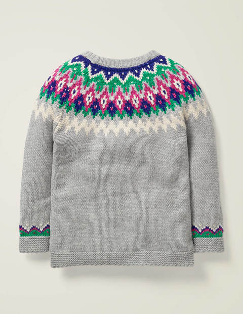 Fair-Isle-Pullover - Grau Meliert Fair-Isle-Pullover - Grau Meliert