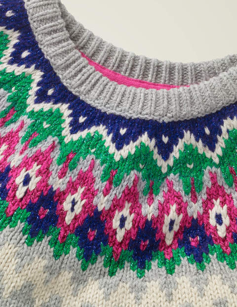 Fair-Isle-Pullover - Grau Meliert Fair-Isle-Pullover - Grau Meliert
