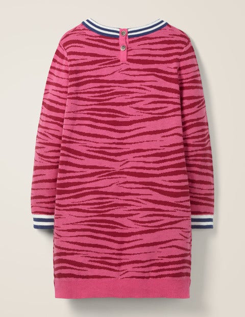 Animal Print Knitted Dress - Pink Ruby Zebra Animal Print Knitted Dress - Pink Ruby Zebra