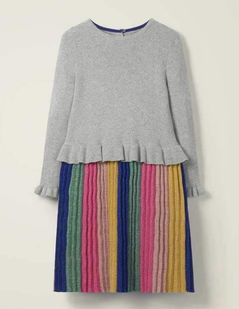 Sparkly Knitted Party Dress - Grey Marl Rainbow Sparkly Knitted Party Dress - Grey Marl Rainbow