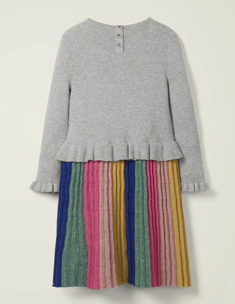 Sparkly Knitted Party Dress - Grey Marl Rainbow Sparkly Knitted Party Dress - Grey Marl Rainbow