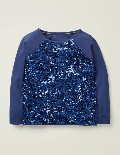 Sequin Raglan T-Shirt - College Blue Sequin Raglan T-Shirt - College Blue