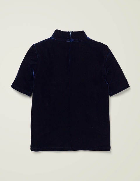 Embellished Velvet T-Shirt - College Blue Moon and Stars Embellished Velvet T-Shirt - College Blue Moon and Stars