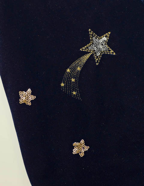 Embellished Velvet T-Shirt - College Blue Moon and Stars Embellished Velvet T-Shirt - College Blue Moon and Stars