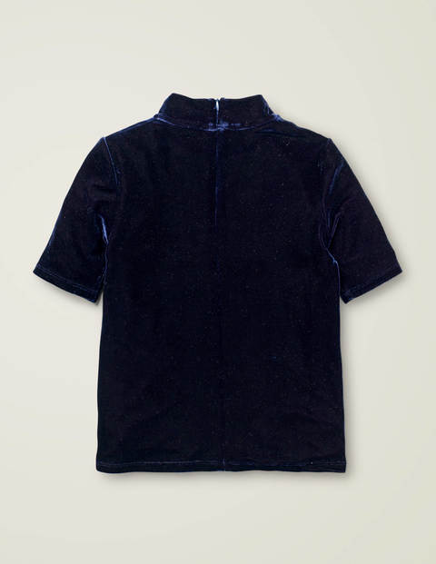 Embellished Velvet T-Shirt - College Blue Moon and Stars Embellished Velvet T-Shirt - College Blue Moon and Stars