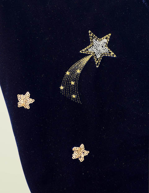 Embellished Velvet T-Shirt - College Blue Moon and Stars Embellished Velvet T-Shirt - College Blue Moon and Stars