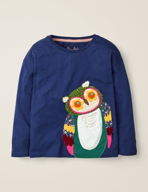 Forest Appliqué T-Shirt - College Blue Owl Forest Appliqué T-Shirt - College Blue Owl