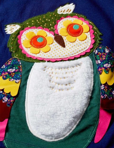 Forest Appliqué T-Shirt - College Blue Owl Forest Appliqué T-Shirt - College Blue Owl