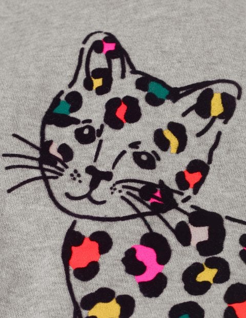 Flocked Animal Sweatshirt - Grey Marl Cat Flocked Animal Sweatshirt - Grey Marl Cat