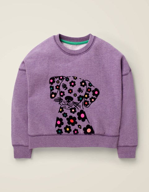 Flocked Animal Sweatshirt - Aster Purple Marl Dog Flocked Animal Sweatshirt - Aster Purple Marl Dog