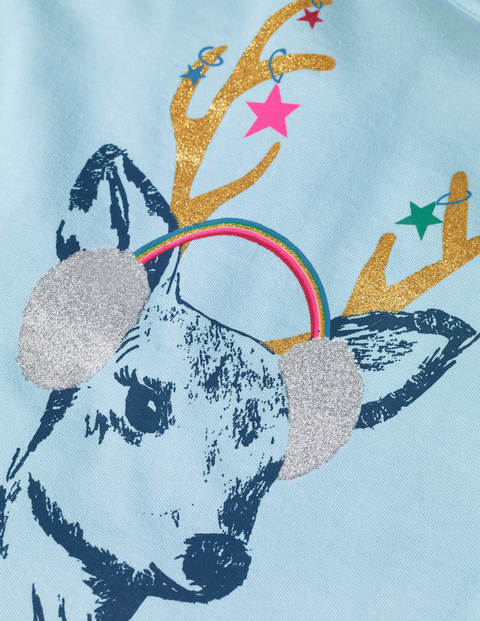Festive Sparkle T-Shirt - Cloudburst Blue Deer Festive Sparkle T-Shirt - Cloudburst Blue Deer