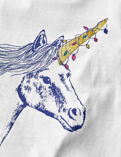 Festive Sparkle T-Shirt - Ivory Unicorn Festive Sparkle T-Shirt - Ivory Unicorn
