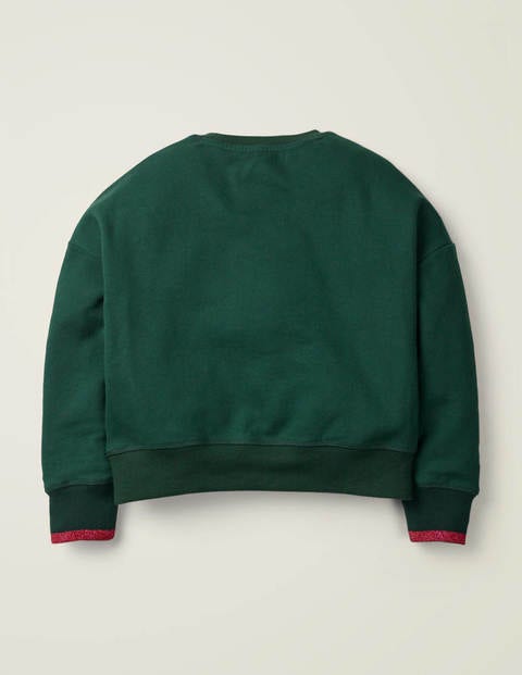 Verziertes Sweatshirt - Dunkles Smaragdgrün, Dinosaurier Verziertes Sweatshirt - Dunkles Smaragdgrün, Dinosaurier