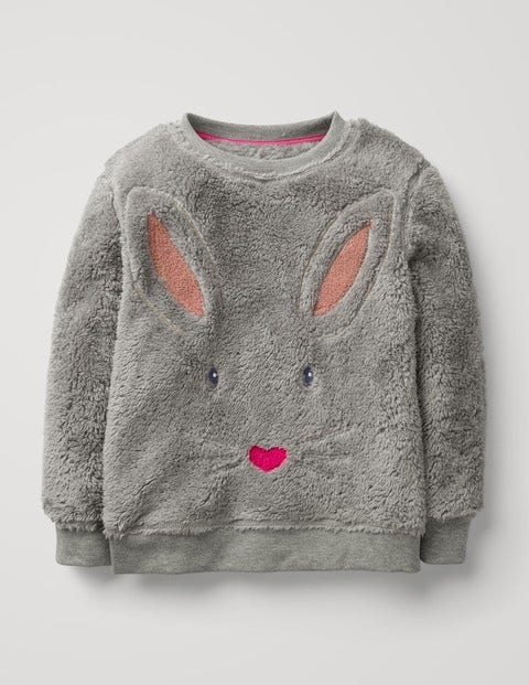 Flauschiges Sweatshirt - Vintage-Grau, Häschen Flauschiges Sweatshirt - Vintage-Grau, Häschen