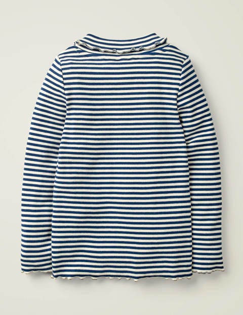 Ruffle Roll Neck T-Shirt - College Blue/Ivory Ruffle Roll Neck T-Shirt - College Blue/Ivory