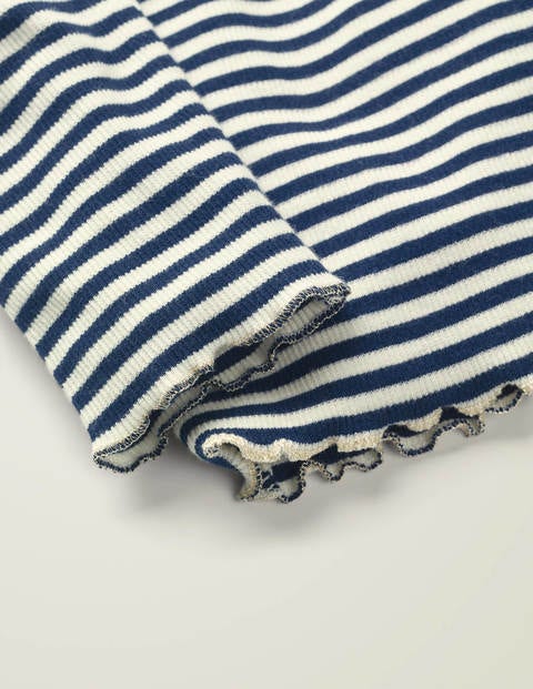 Ruffle Roll Neck T-Shirt - College Blue/Ivory Ruffle Roll Neck T-Shirt - College Blue/Ivory