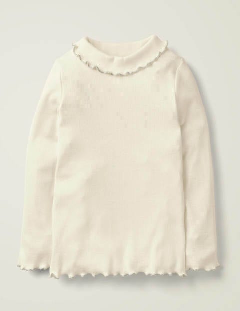 Ruffle Roll Neck T-Shirt - Ivory Ruffle Roll Neck T-Shirt - Ivory