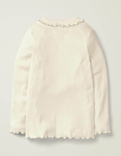 Ruffle Roll Neck T-Shirt - Ivory Ruffle Roll Neck T-Shirt - Ivory