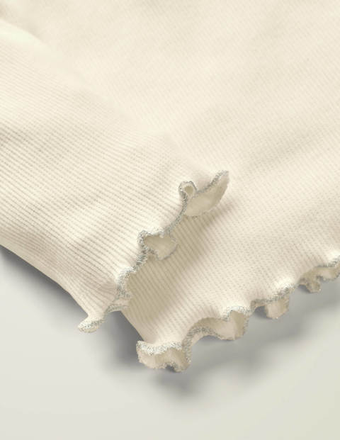 Ruffle Roll Neck T-Shirt - Ivory Ruffle Roll Neck T-Shirt - Ivory