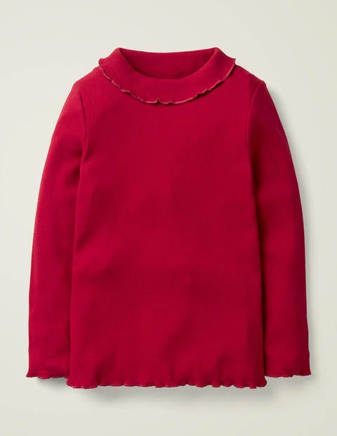 Ruffle Roll Neck T-Shirt - Rockabilly Red Ruffle Roll Neck T-Shirt - Rockabilly Red