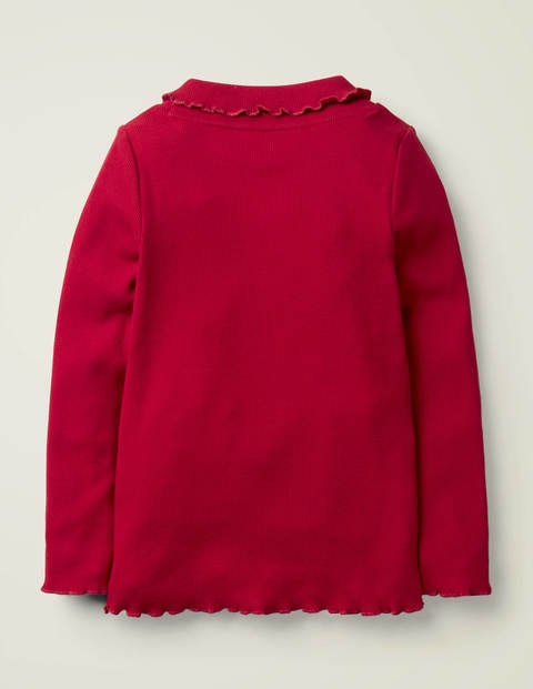 Ruffle Roll Neck T-Shirt - Rockabilly Red Ruffle Roll Neck T-Shirt - Rockabilly Red