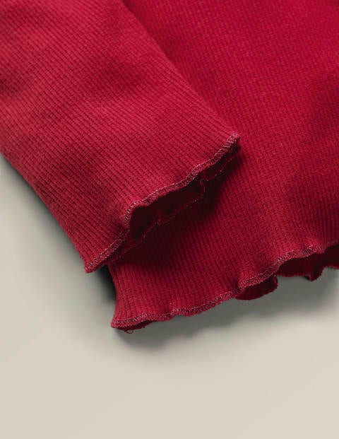 Ruffle Roll Neck T-Shirt - Rockabilly Red Ruffle Roll Neck T-Shirt - Rockabilly Red