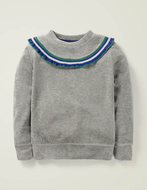grey velour sweatshirt