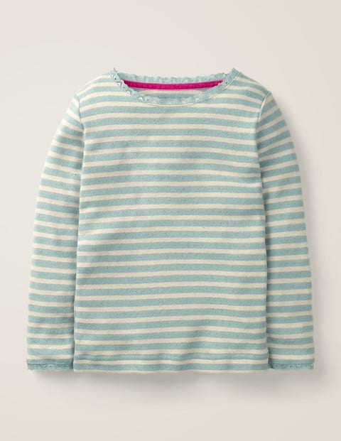 Sparkly Pointelle T-Shirt - Cloudburst Blue/Silver Lurex Sparkly Pointelle T-Shirt - Cloudburst Blue/Silver Lurex