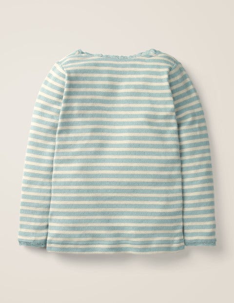 Sparkly Pointelle T-Shirt - Cloudburst Blue/Silver Lurex Sparkly Pointelle T-Shirt - Cloudburst Blue/Silver Lurex