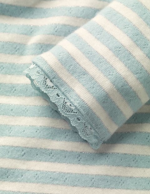 Sparkly Pointelle T-Shirt - Cloudburst Blue/Silver Lurex Sparkly Pointelle T-Shirt - Cloudburst Blue/Silver Lurex