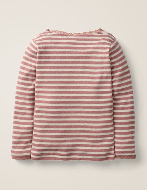 Sparkly Pointelle T-Shirt - Dusky Rose Pink/Silver Lurex Sparkly Pointelle T-Shirt - Dusky Rose Pink/Silver Lurex