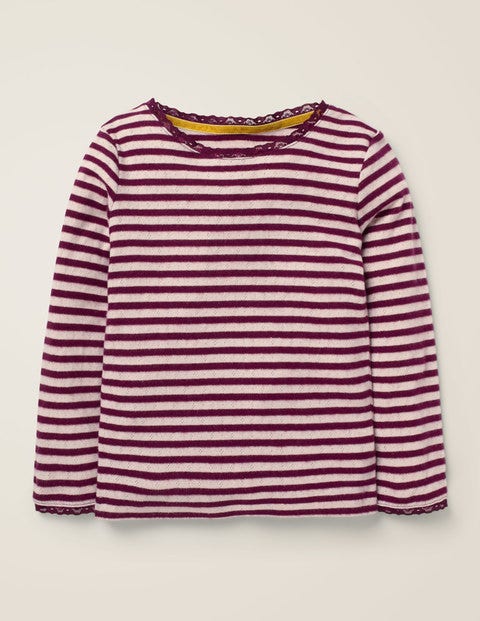 Sparkly Pointelle T-Shirt - Beetroot Purple/Gold Lurex Sparkly Pointelle T-Shirt - Beetroot Purple/Gold Lurex