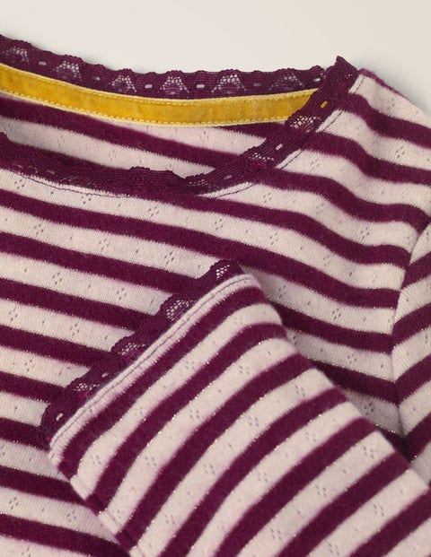 Sparkly Pointelle T-Shirt - Beetroot Purple/Gold Lurex Sparkly Pointelle T-Shirt - Beetroot Purple/Gold Lurex