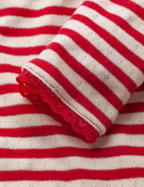 Sparkly Pointelle T-Shirt - Rockabilly Red/Gold Lurex Sparkly Pointelle T-Shirt - Rockabilly Red/Gold Lurex