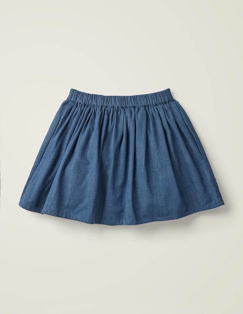 Button-Front Applique Skirt - Denim Blue Deer Button-Front Applique Skirt - Denim Blue Deer