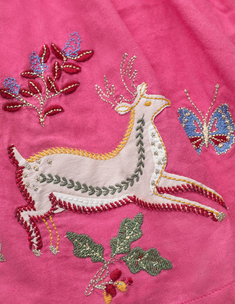 Button-Front Appliqué Skirt - Pink Ruby Deer Button-Front Appliqué Skirt - Pink Ruby Deer