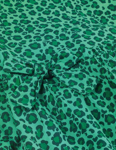 Ruffle Woven Dress - Hike Green Leopard Spot Ruffle Woven Dress - Hike Green Leopard Spot