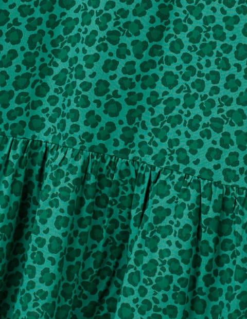 Ruffle Woven Dress - Hike Green Leopard Spot Ruffle Woven Dress - Hike Green Leopard Spot