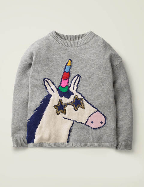 Pull Fun À Motif Animal - Licorne gris chiné Pull Fun À Motif Animal - Licorne gris chiné