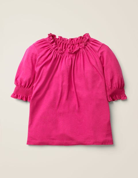 Gathered Detail Top – Pink Yarrow