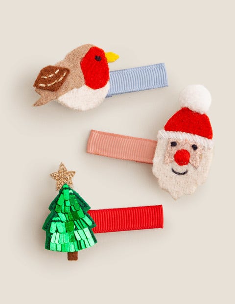 3 Barrettes À Cheveux - Motif Noël joyeux 3 Barrettes À Cheveux - Motif Noël joyeux