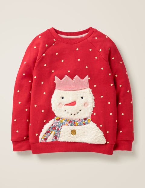Gemütliches Sweatshirt Mit Flauschigen Freunden - Lackrot, Schneemann Gemütliches Sweatshirt Mit Flauschigen Freunden - Lackrot, Schneemann
